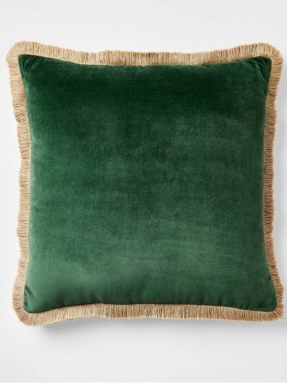 STUDIO MCGEE NWT Velvet Throw Pillow with Fringe Trim -Green